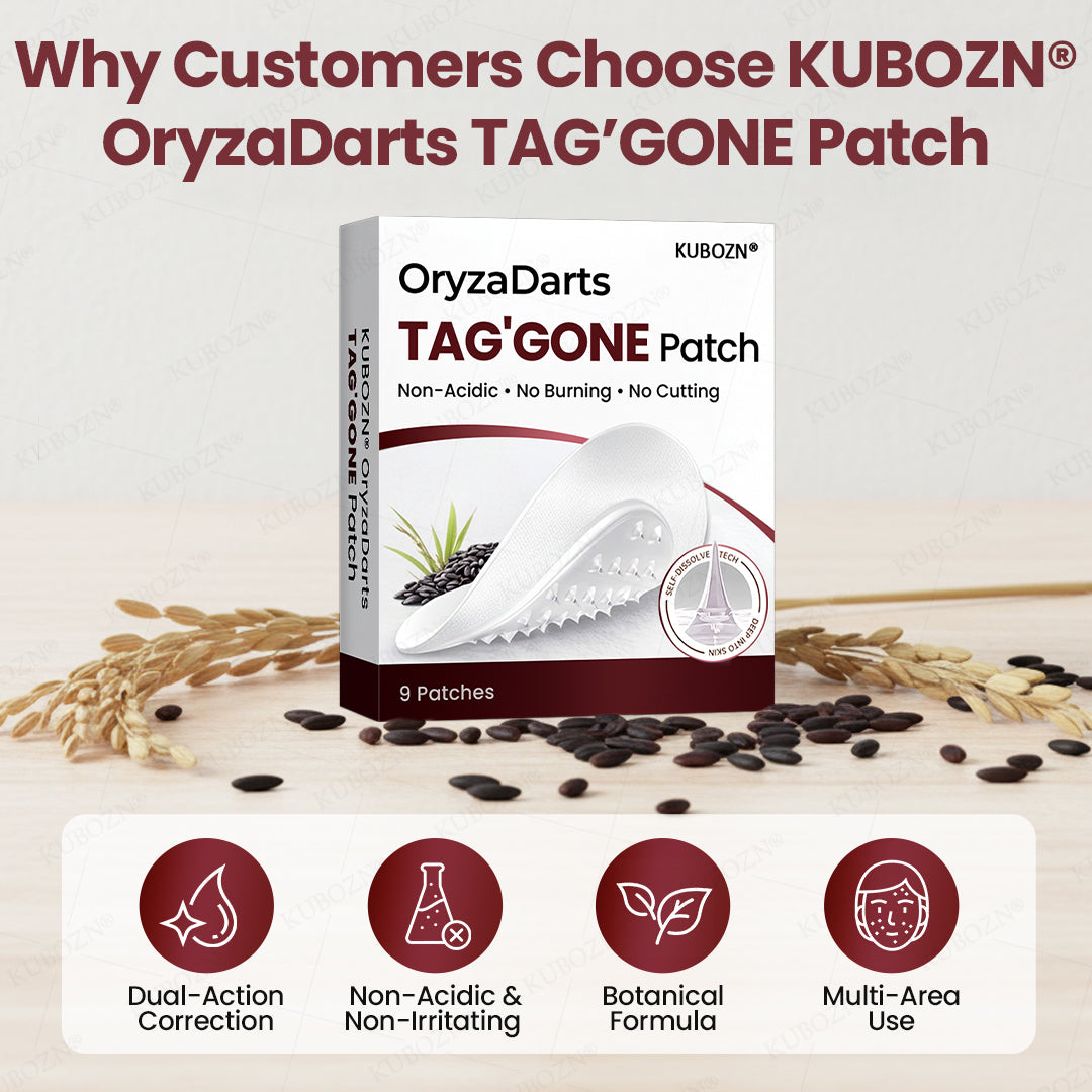 KUBOZN® OryzaDarts TAG’GONE Patch✨Pain-Free Root-Level Removal Powered by Black Rice MicroDarts. (Offer)