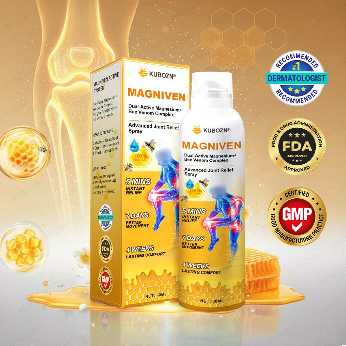 AU🏅  KUBOZN® MagniVen Magnesium & Bee Venom Joint Spray – 5 Min Relief · 7 Day Mobility · 4 Week Comfort