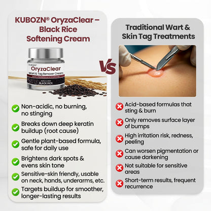 ⭐ KUBOZN® OryzaClear – Black Rice Power Cream for Skin Tags & Bumps · Gentle Plant-Based Softening Formula