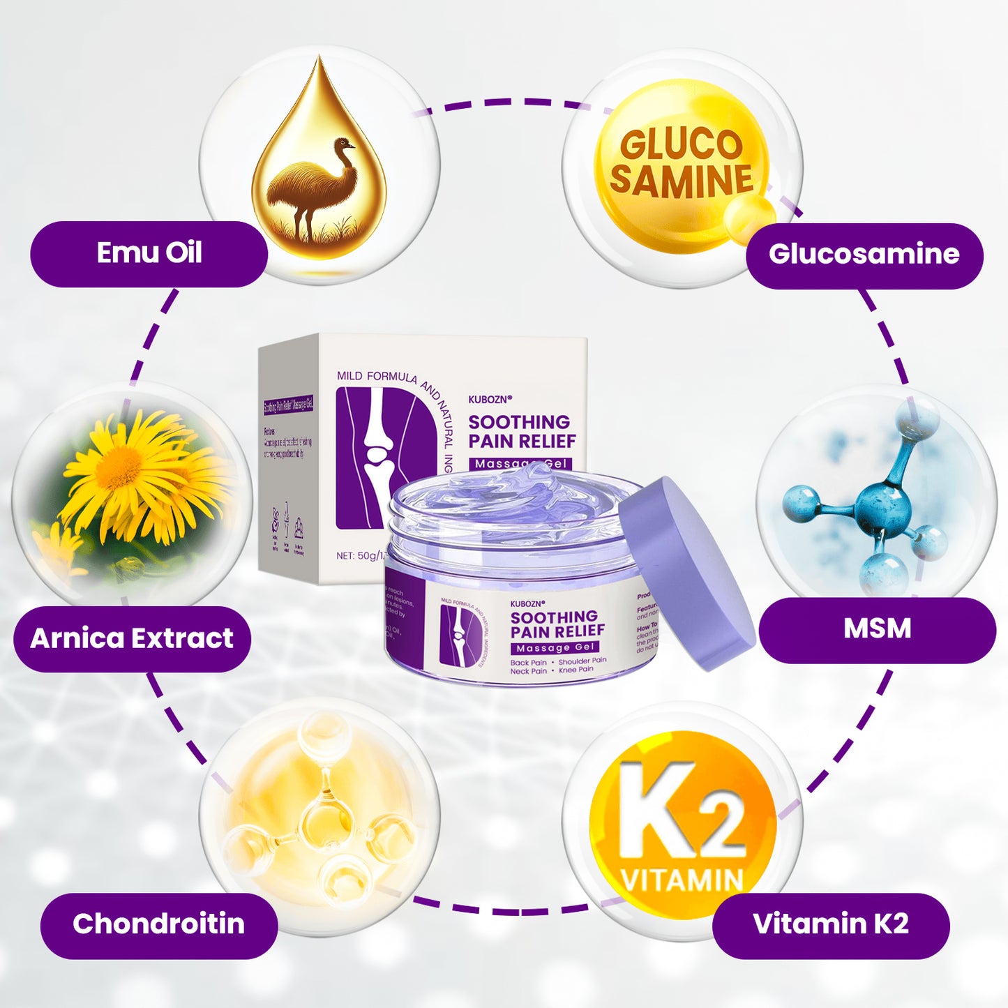 KUBOZN® Turmeric & Emu Oil Arthritis Soothing Pain Relief Massage Gel