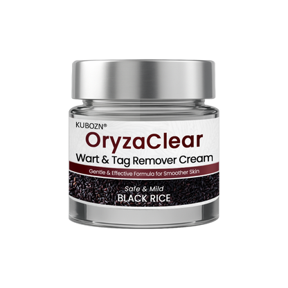 ⭐ KUBOZN® OryzaClear – Black Rice Power Cream for Skin Tags & Bumps · Gentle Plant-Based Softening Formula