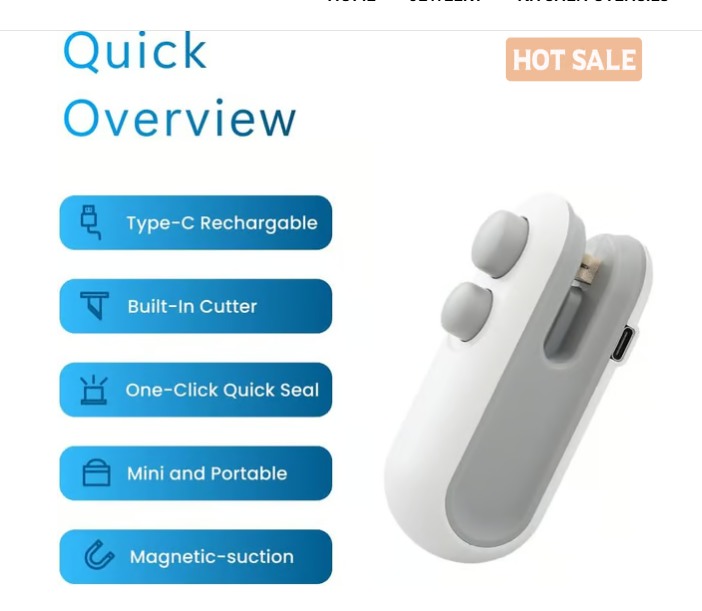 KUBOZN®  2-in-1 Mini Bag Sealer & Cutter | USB Rechargeable Heat Sealer (offer)